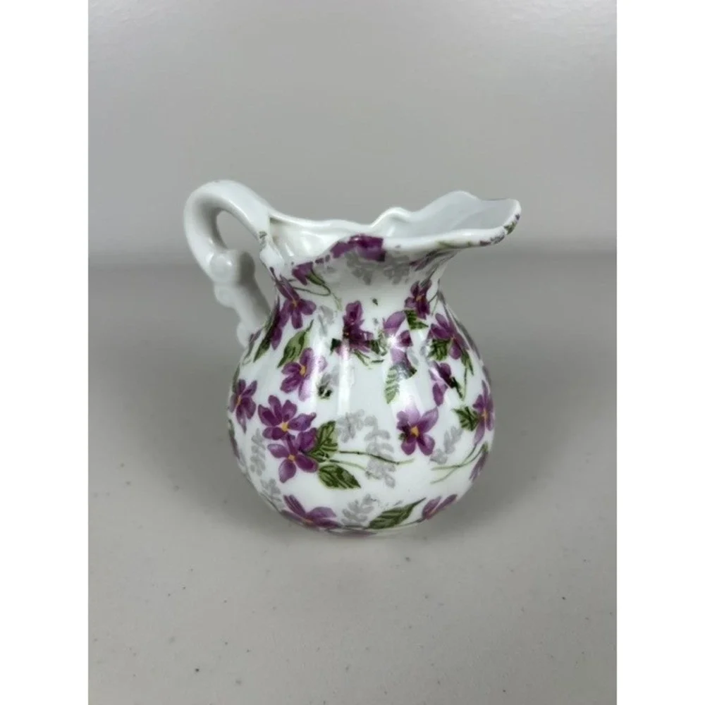 Vintage Inarco Japan Purple Violet Floral Mini Pitcher Creamer E-4982